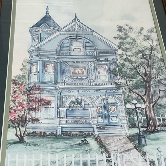 Vintage Ava Freeman Art Victorian House Farmhouse Framed Matted Print Retro - Picture 3 of 6